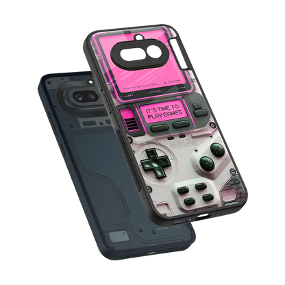Gameboy Pink sleek nothing phone 4a cover with tempered glass back and TPU edges