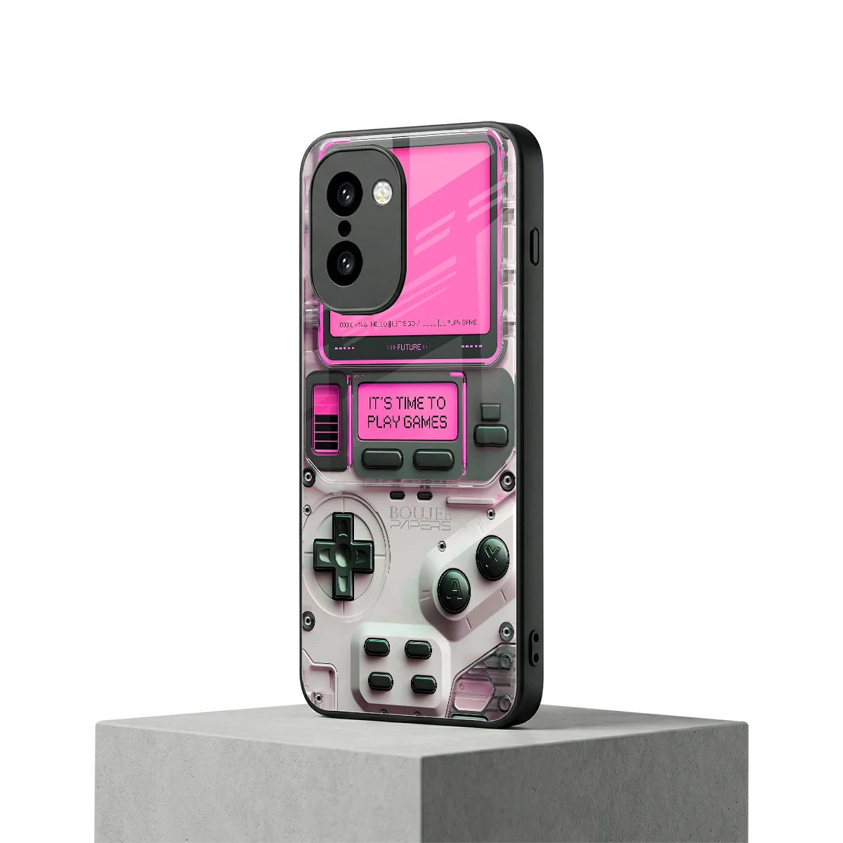 Gameboy Pink oneplus 15r mobile cover | shockproof glass phone case