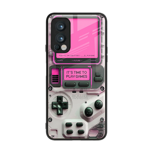 Gameboy Pink back phone cover | glass case for oneplus nord 2