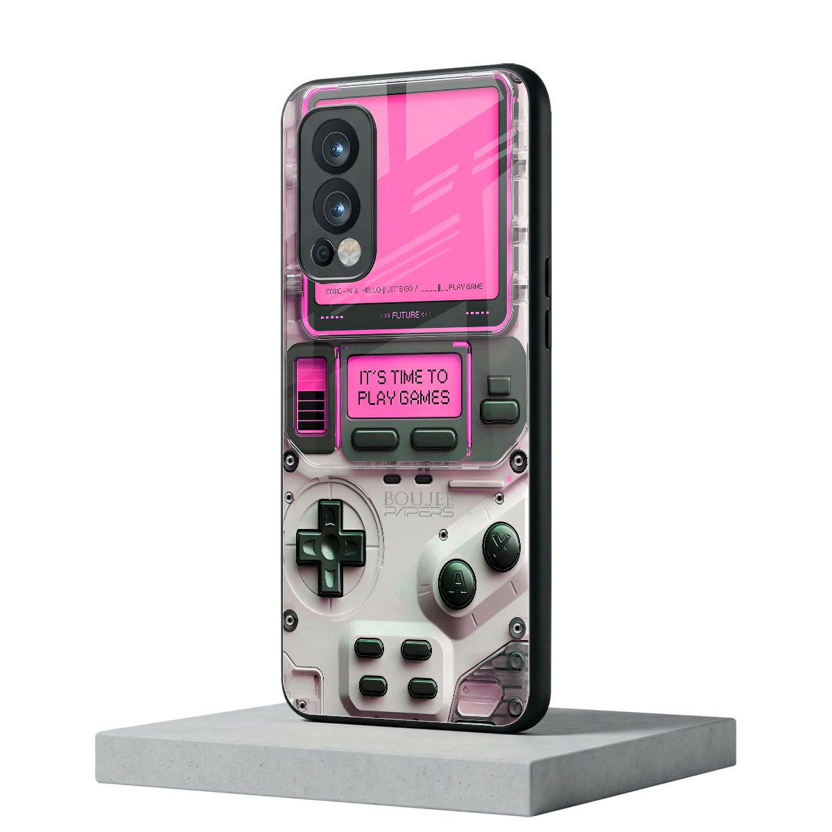 Gameboy Pink oneplus nord 2 mobile cover | shockproof glass phone case