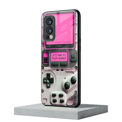 Gameboy Pink oneplus nord 2 mobile cover | shockproof glass phone case