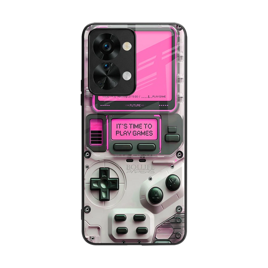 Gameboy Pink back phone cover | glass case for oneplus nord 2t