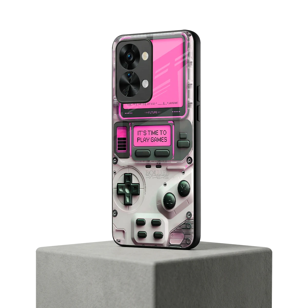 Gameboy Pink oneplus nord 2t mobile cover | shockproof glass phone case