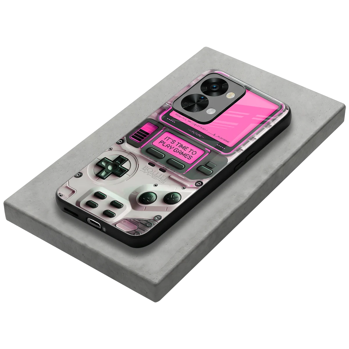 Gameboy Pink stylish phone case for oneplus nord 2t | glossy glass and slim fit