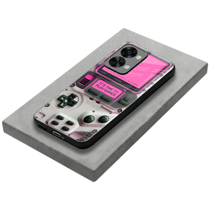 Gameboy Pink stylish phone case for oneplus nord 2t | glossy glass and slim fit