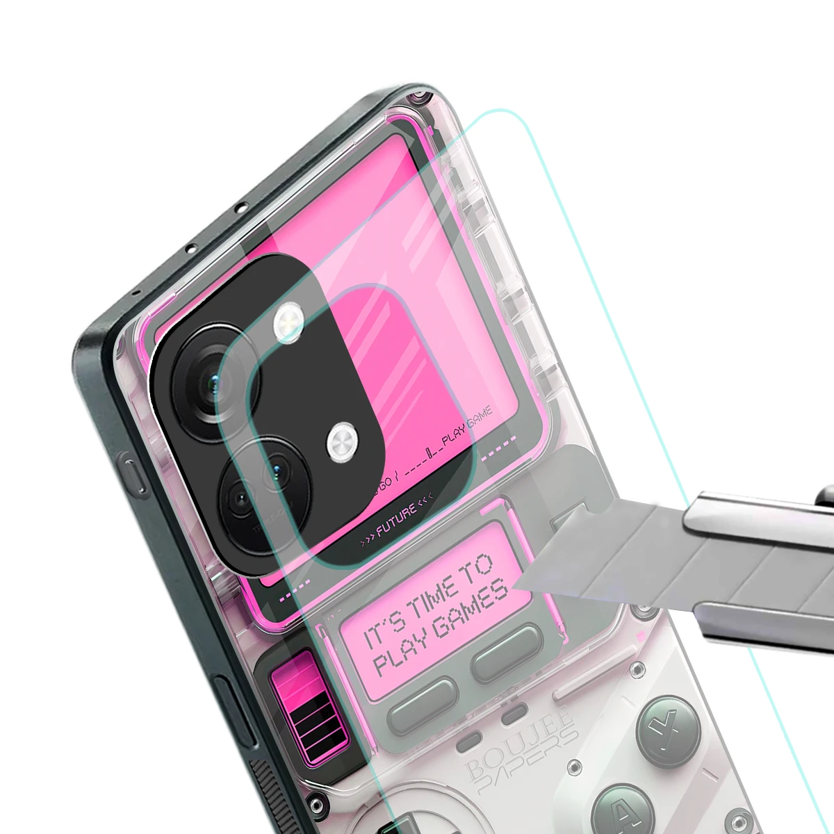 Gameboy Pink stylish phone case for oneplus nord 3 | glossy glass and slim fit