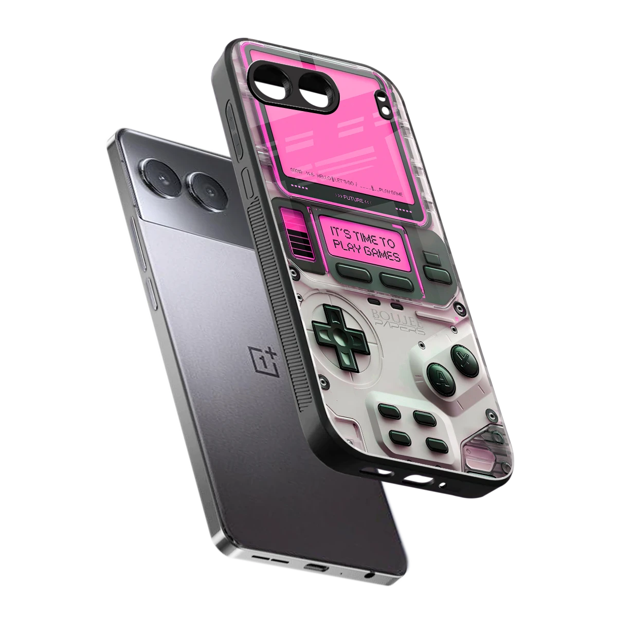 Gameboy Pink sleek oneplus nord 4 cover with tempered glass back and TPU edges