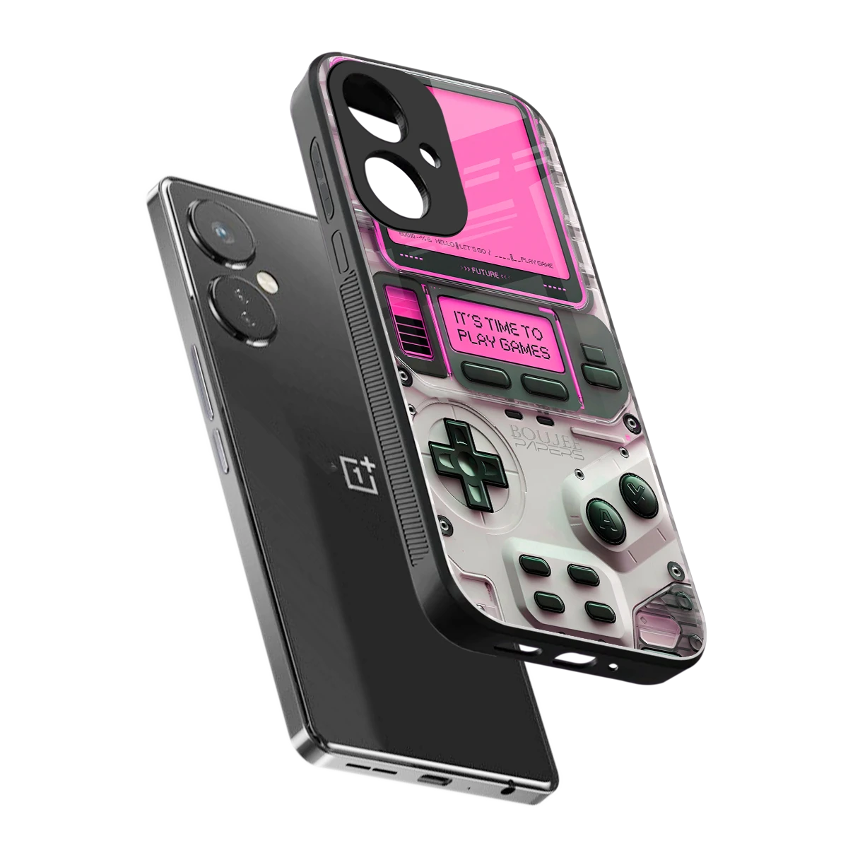 Gameboy Pink sleek oneplus nord ce 3 cover with tempered glass back and TPU edges