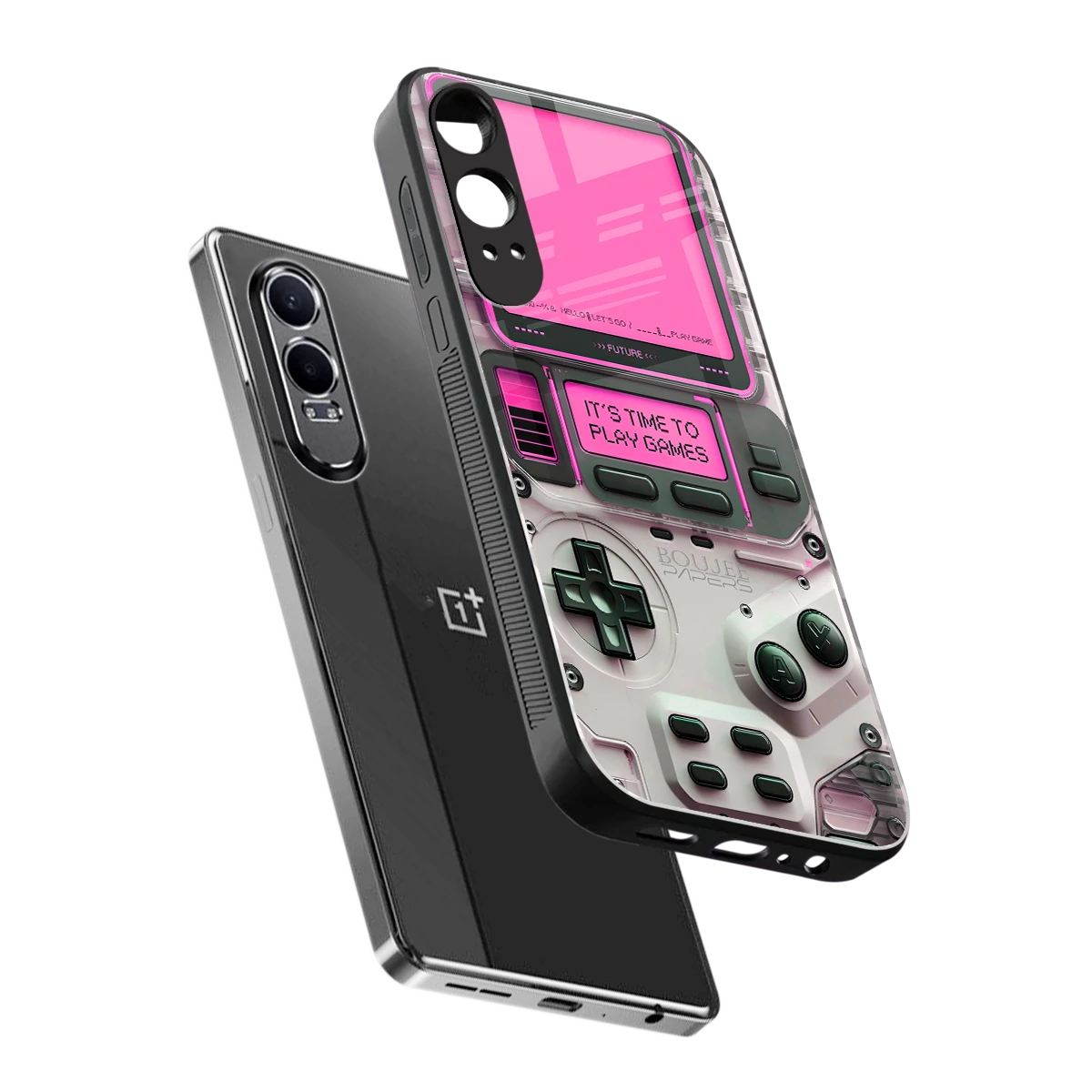 Gameboy Pink sleek oneplus nord ce 4 lite cover with tempered glass back and TPU edges