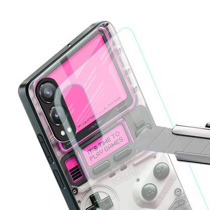 Gameboy Pink stylish phone case for oneplus nord ce 4 lite | glossy glass and slim fit