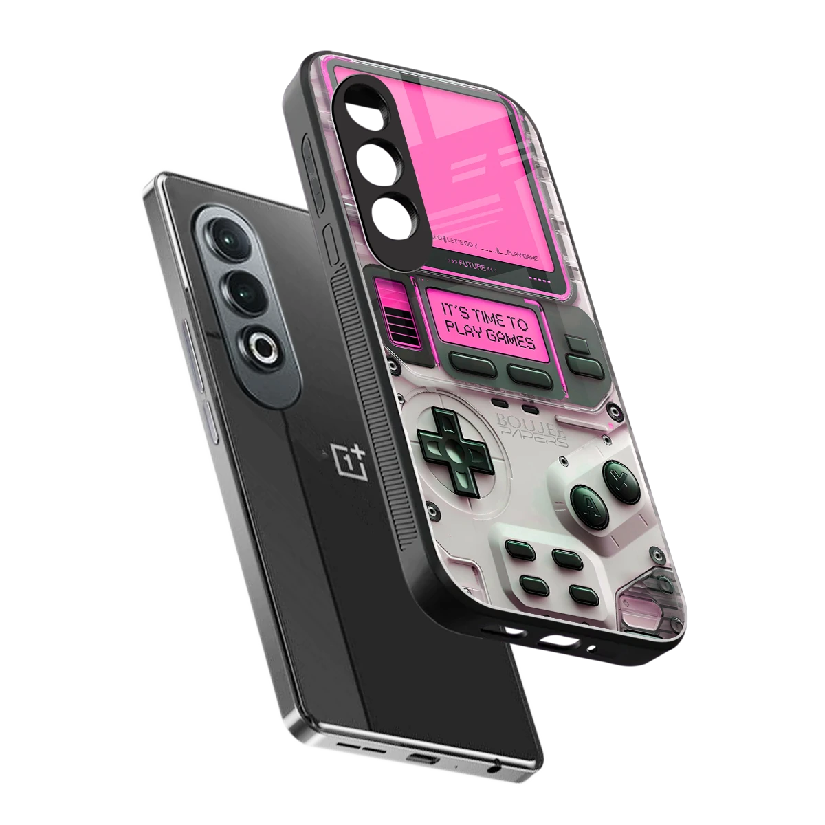 Gameboy Pink sleek oneplus nord ce 4 cover with tempered glass back and TPU edges