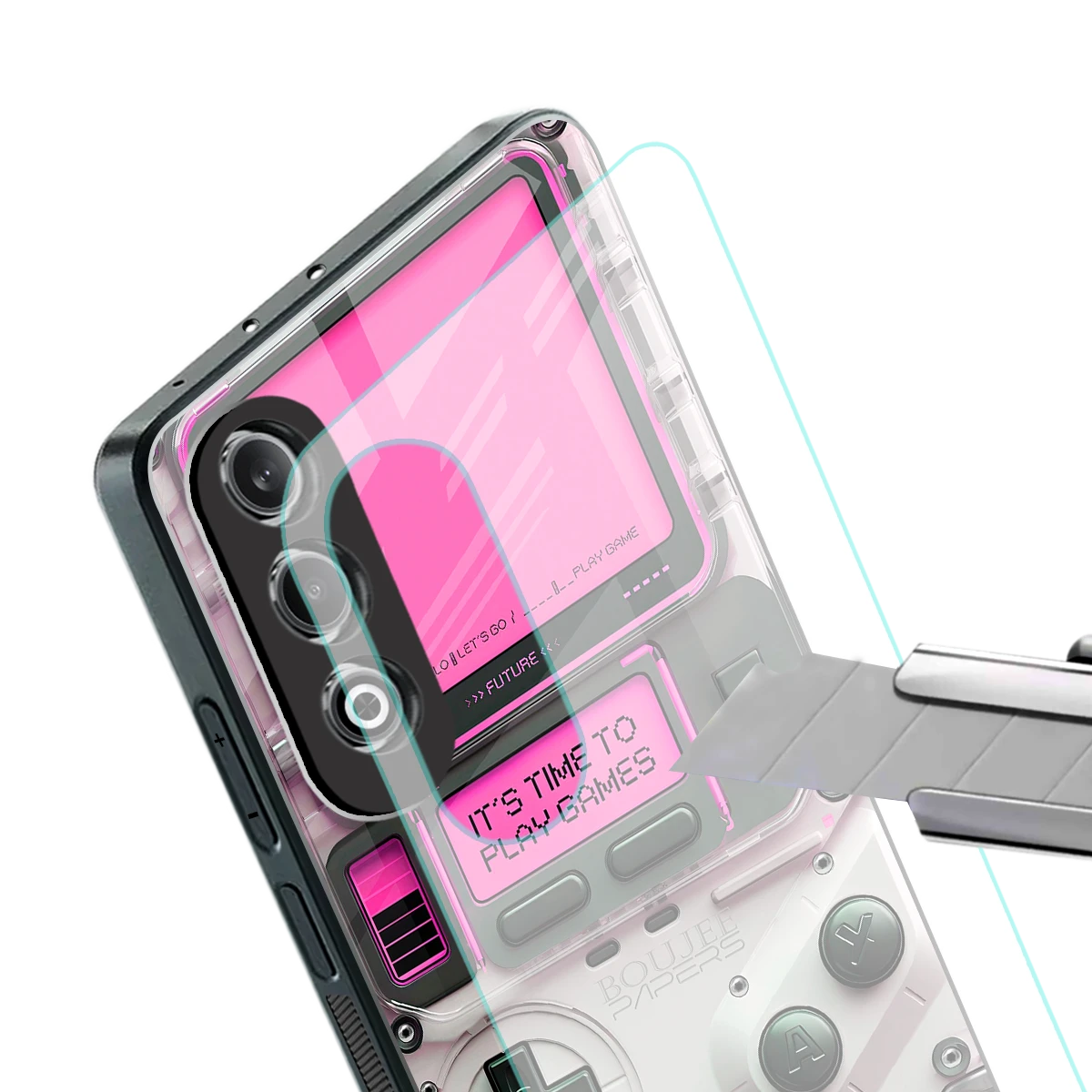 Gameboy Pink stylish phone case for oneplus nord ce 4 | glossy glass and slim fit