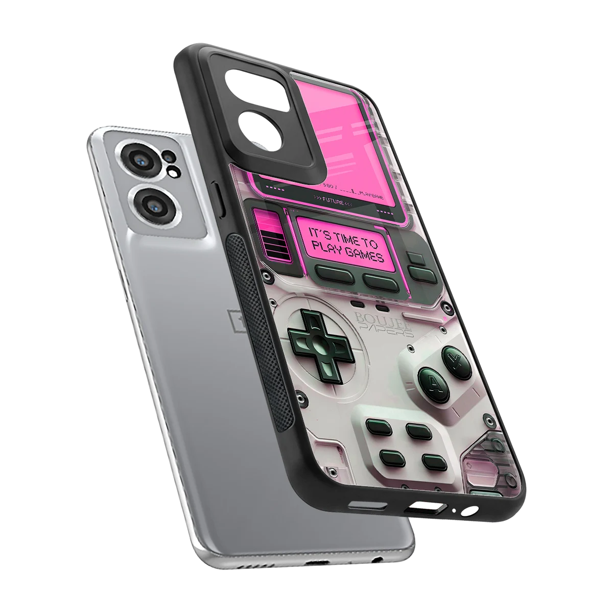 Gameboy Pink sleek oneplus nord ce 2 cover with tempered glass back and TPU edges