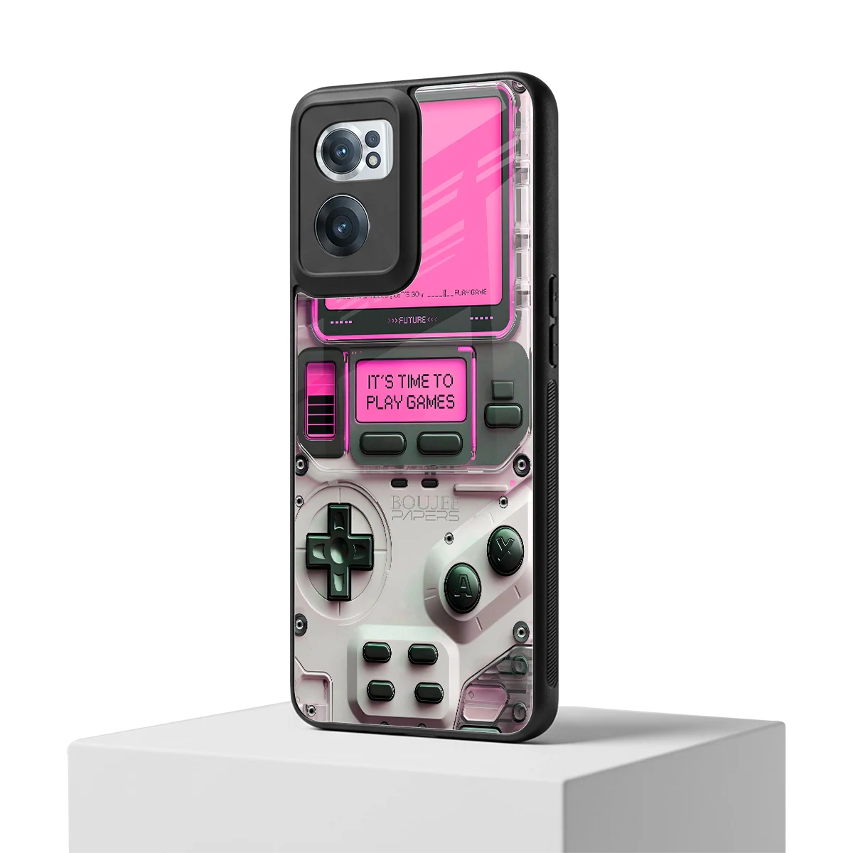 Gameboy Pink oneplus nord ce 2 mobile cover | shockproof glass phone case