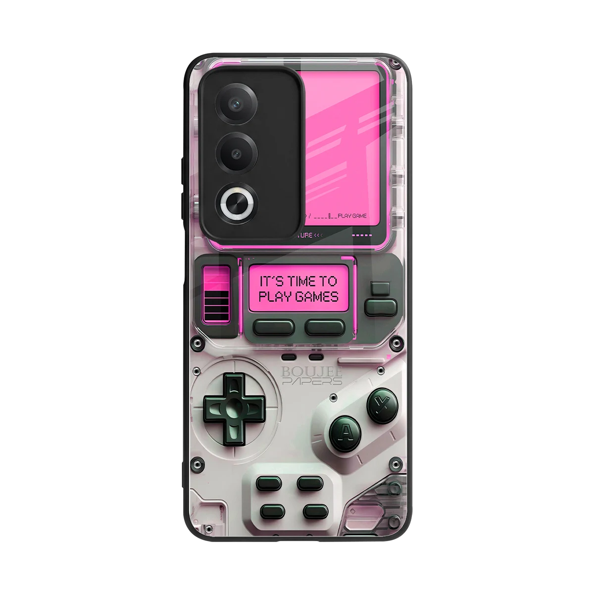Gameboy Pink back phone cover | glass case for oppo a3 pro