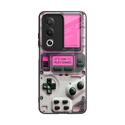 Gameboy Pink back phone cover | glass case for oppo a3 pro