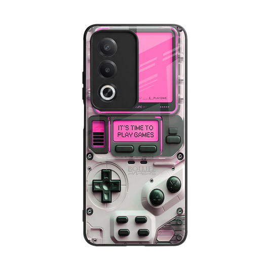 Gameboy Pink back phone cover | glass case for oppo a3 pro