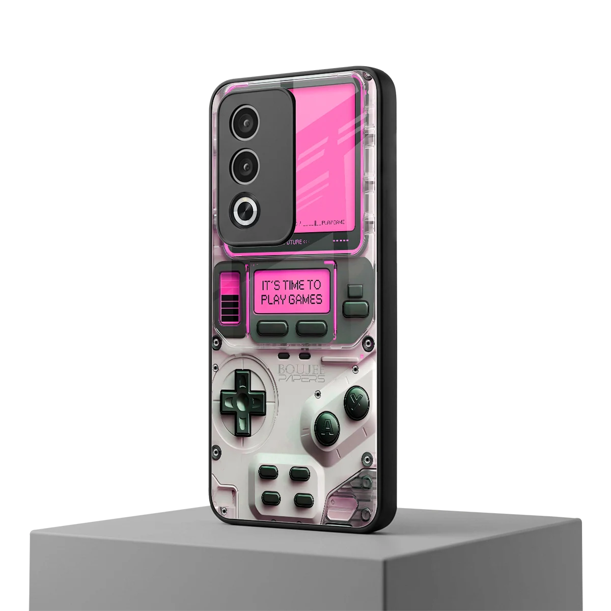 Gameboy Pink oppo a3 pro mobile cover | shockproof glass phone case
