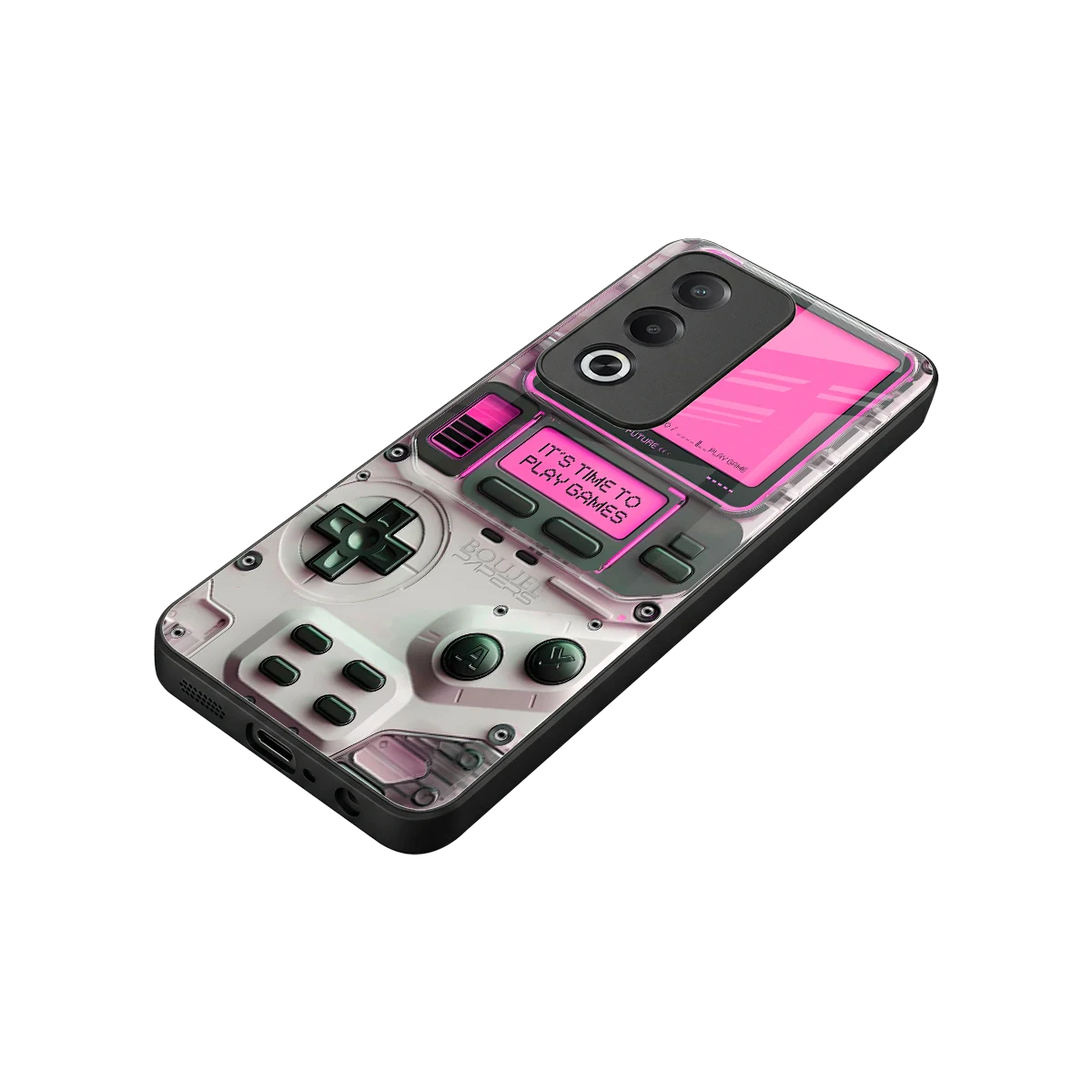 Gameboy Pink stylish phone case for oppo a3 pro | glossy glass and slim fit