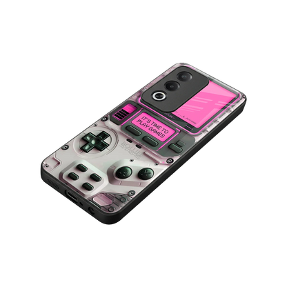 Gameboy Pink stylish phone case for oppo a3 pro | glossy glass and slim fit