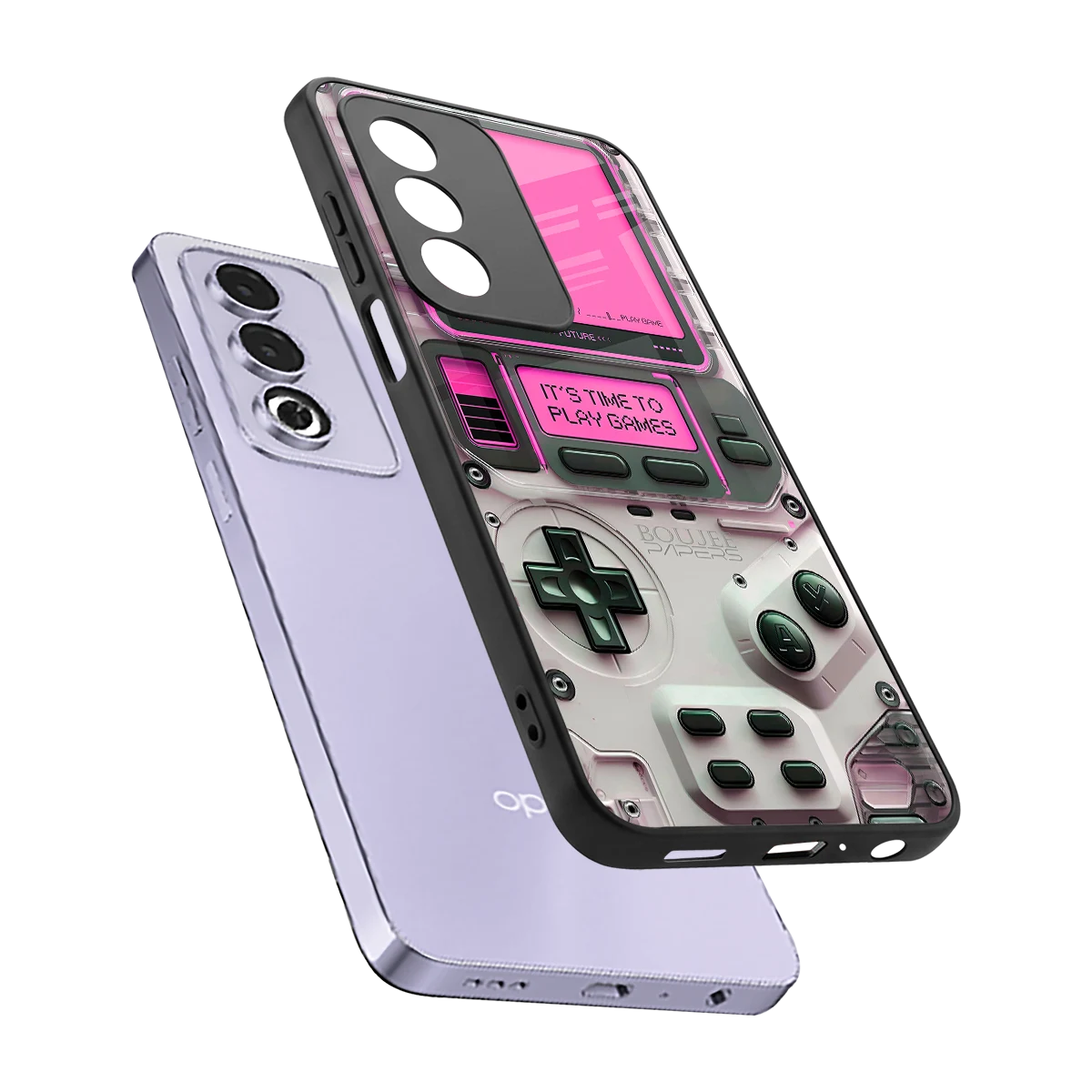 Gameboy Pink sleek oppo a3 pro cover with tempered glass back and TPU edges
