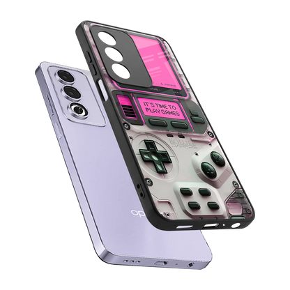 Gameboy Pink sleek oppo a3 pro cover with tempered glass back and TPU edges