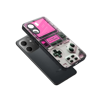 Gameboy Pink sleek oppo a5x 5g cover with tempered glass back and TPU edges