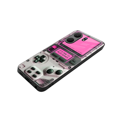 Gameboy Pink stylish phone case for oppo a5x 5g | glossy glass and slim fit
