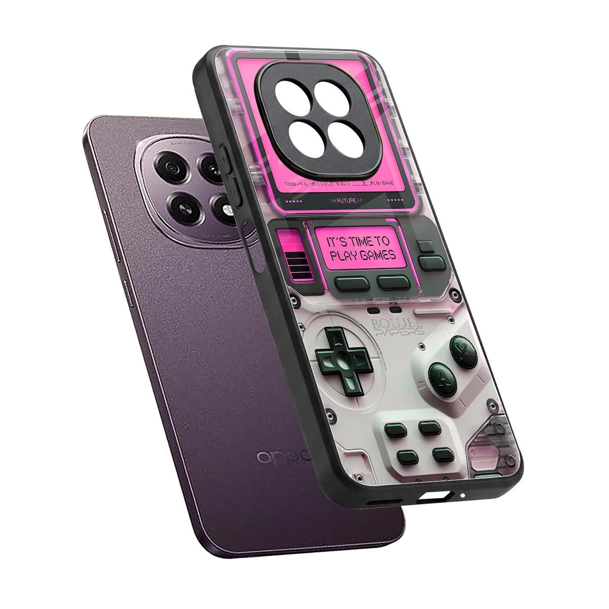 Gameboy Pink sleek oppo f29 5g cover with tempered glass back and TPU edges