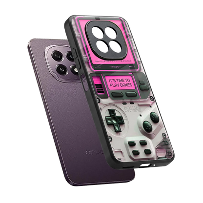 Gameboy Pink sleek oppo f29 5g cover with tempered glass back and TPU edges