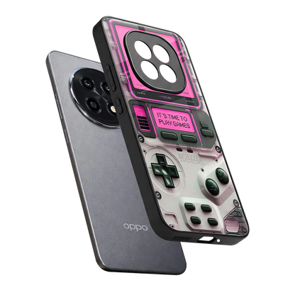 Gameboy Pink sleek oppo f29 pro 5g cover with tempered glass back and TPU edges