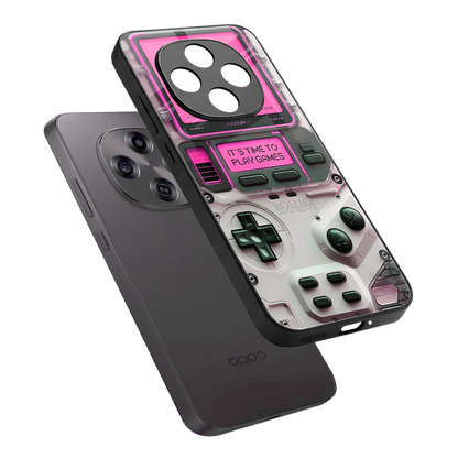 Gameboy Pink sleek oppo f31 pro 5g cover with tempered glass back and TPU edges