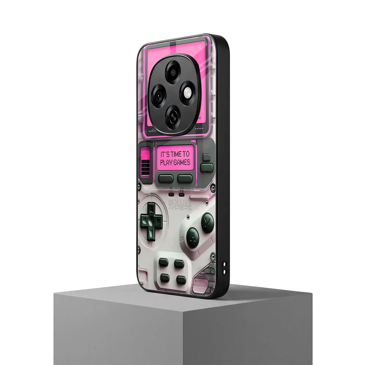 Gameboy Pink oppo f31 pro 5g mobile cover | shockproof glass phone case