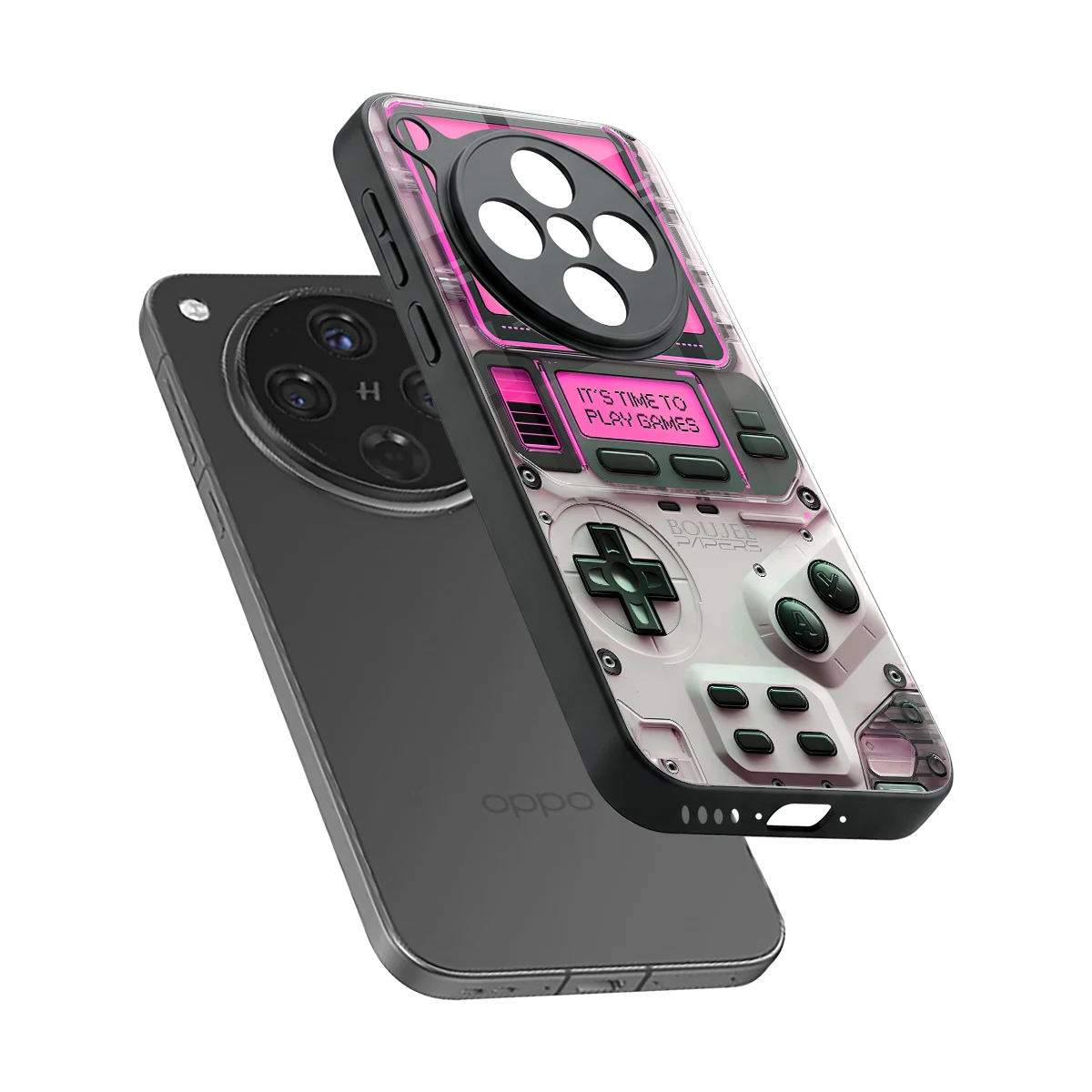 Gameboy Pink sleek oppo find x8 cover with tempered glass back and TPU edges