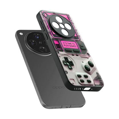 Gameboy Pink sleek oppo find x8 cover with tempered glass back and TPU edges