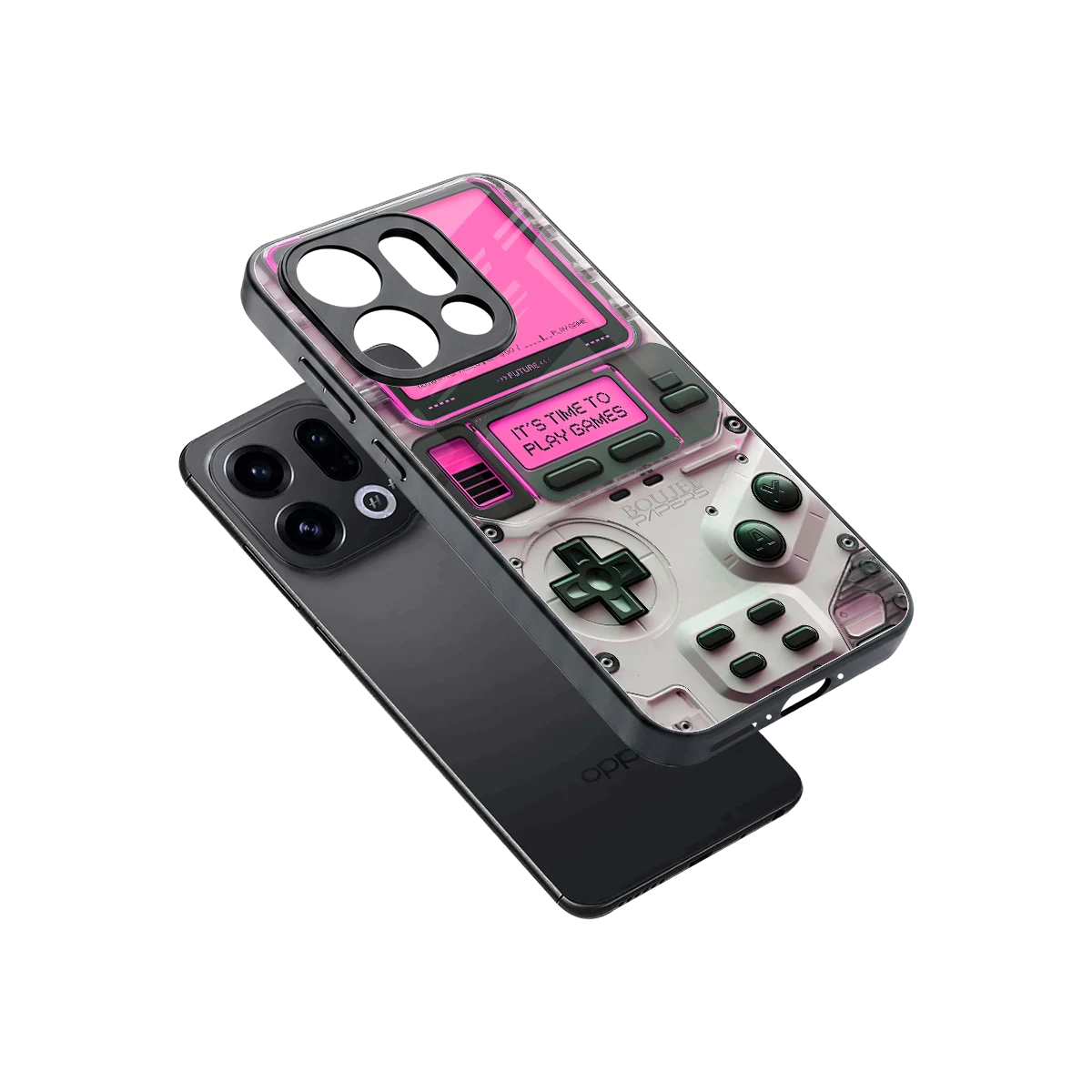 Gameboy Pink sleek oppo find x9 cover with tempered glass back and TPU edges