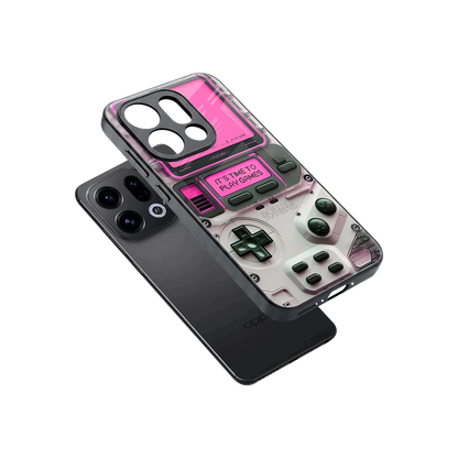 Gameboy Pink sleek oppo find x9 cover with tempered glass back and TPU edges