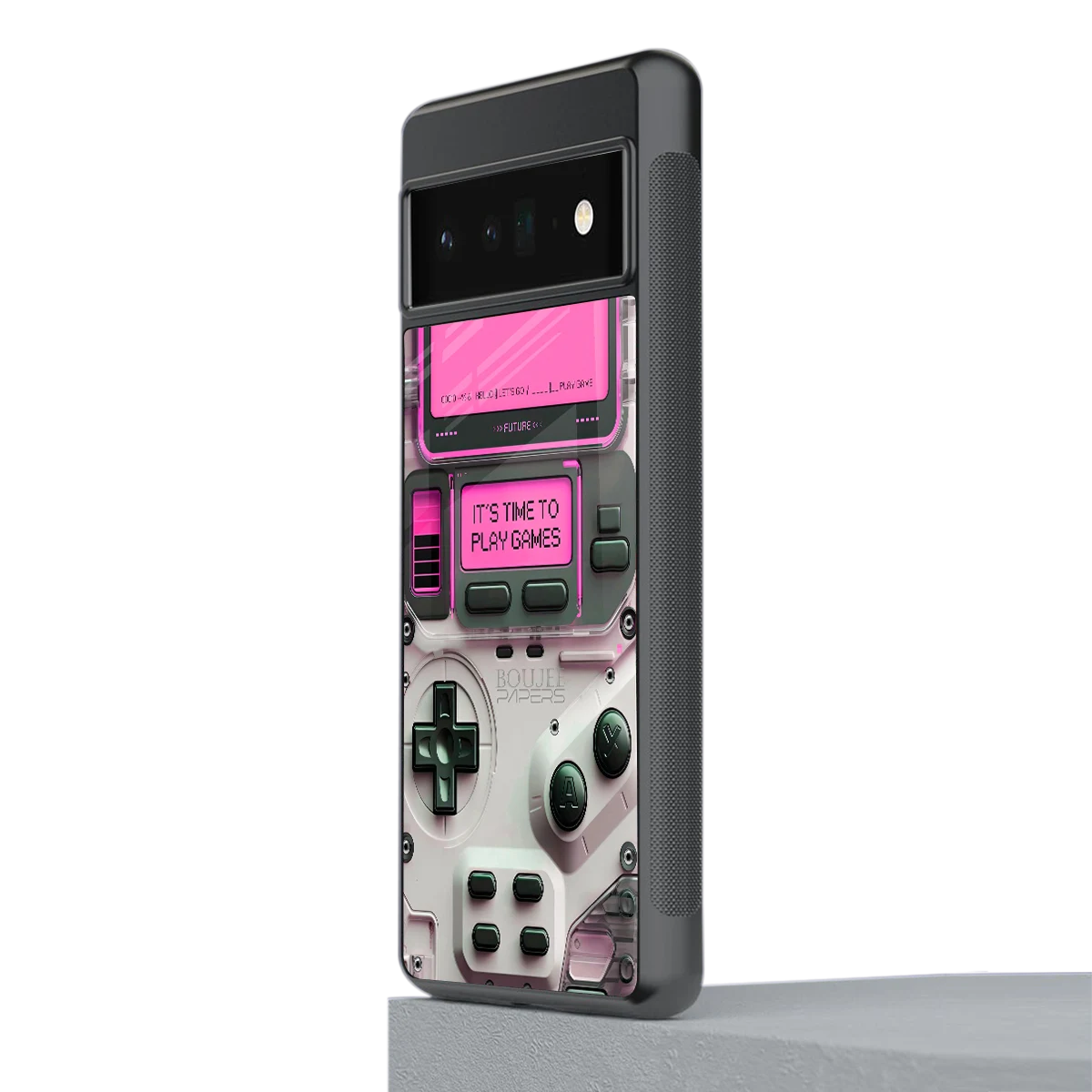 Gameboy Pink stylish phone case for google pixel 6 pro | glossy glass and slim fit
