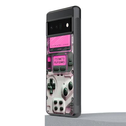 Gameboy Pink stylish phone case for google pixel 6 pro | glossy glass and slim fit