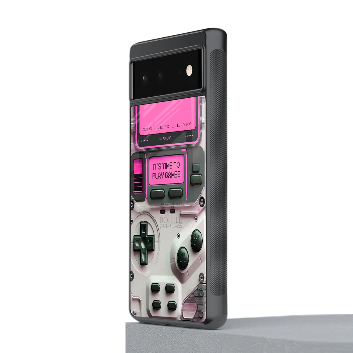 Gameboy Pink stylish phone case for google pixel 6a | glossy glass and slim fit