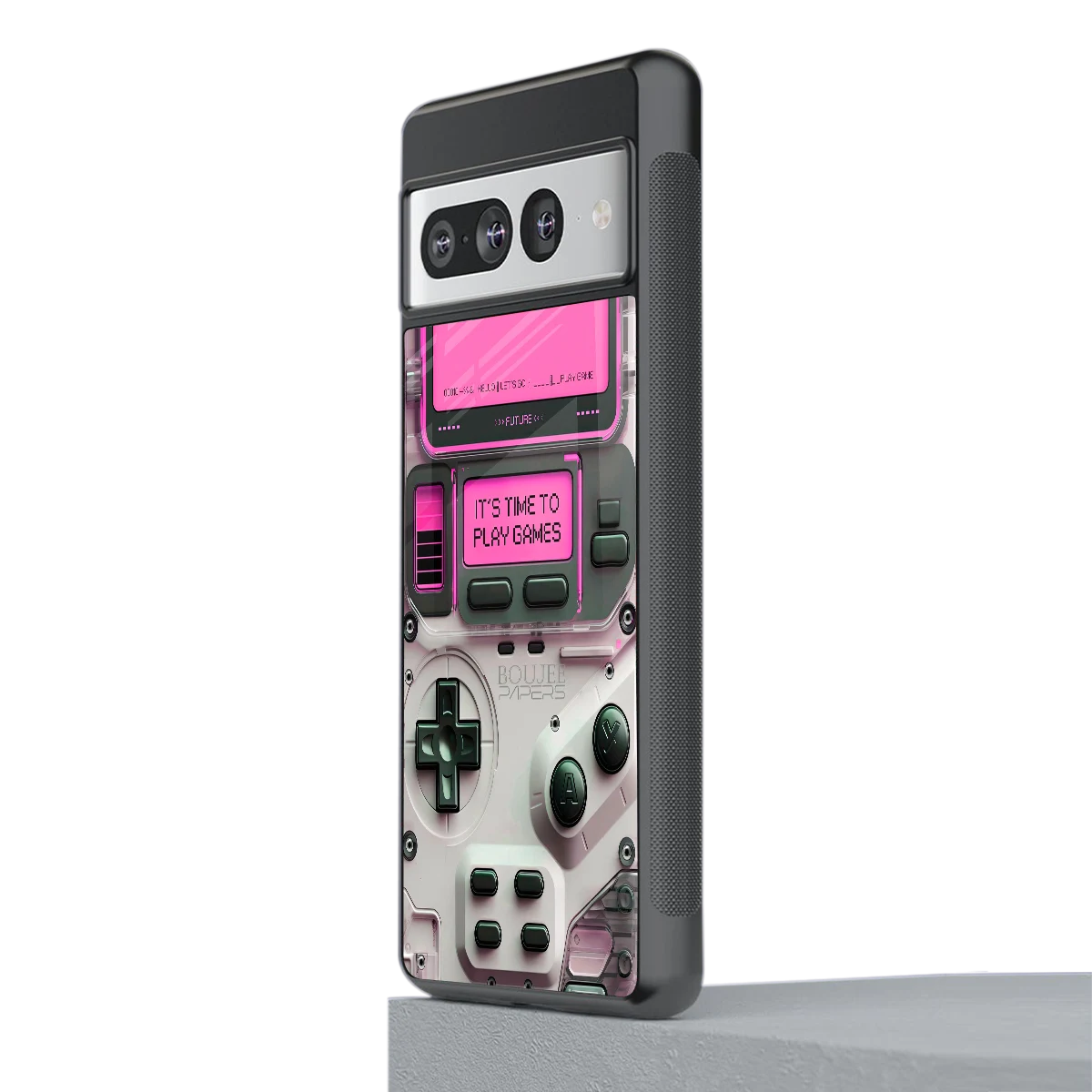 Gameboy Pink stylish phone case for google pixel 7 pro | glossy glass and slim fit