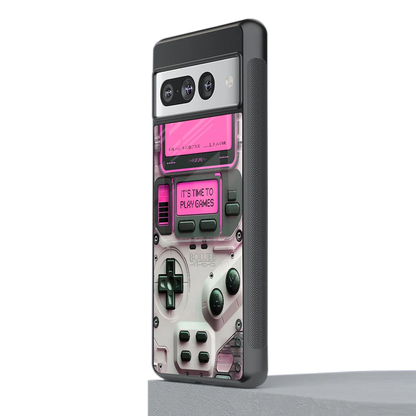 Gameboy Pink stylish phone case for google pixel 7 pro | glossy glass and slim fit
