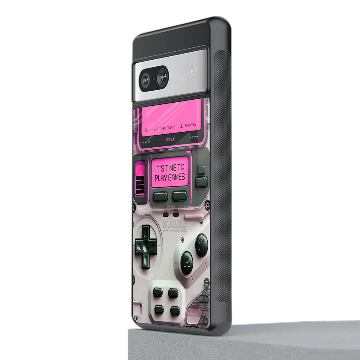 Gameboy Pink stylish phone case for google pixel 7 | glossy glass and slim fit