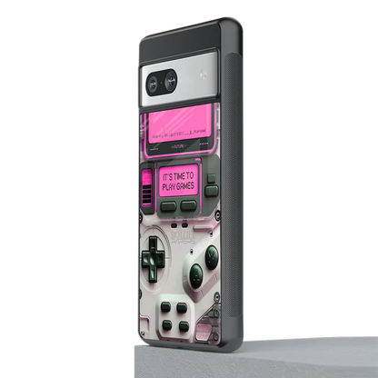 Gameboy Pink stylish phone case for google pixel 7 | glossy glass and slim fit