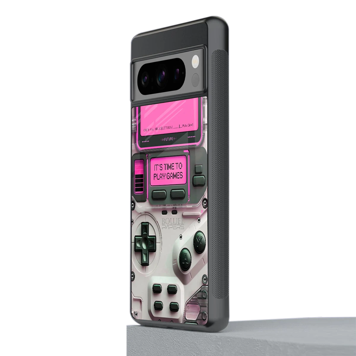 Gameboy Pink stylish phone case for google pixel 8 pro | glossy glass and slim fit