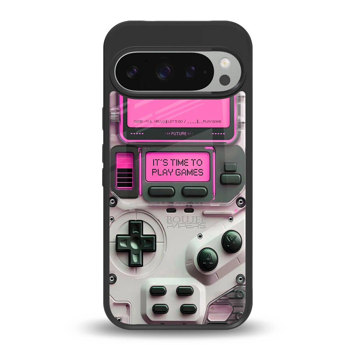 Gameboy Pink back phone cover | glass case for google pixel 9 pro
