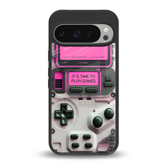 Gameboy Pink back phone cover | glass case for google pixel 9 pro