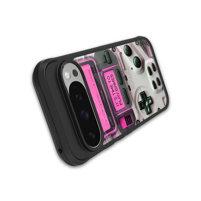 Gameboy Pink stylish phone case for google pixel 9 pro | glossy glass and slim fit