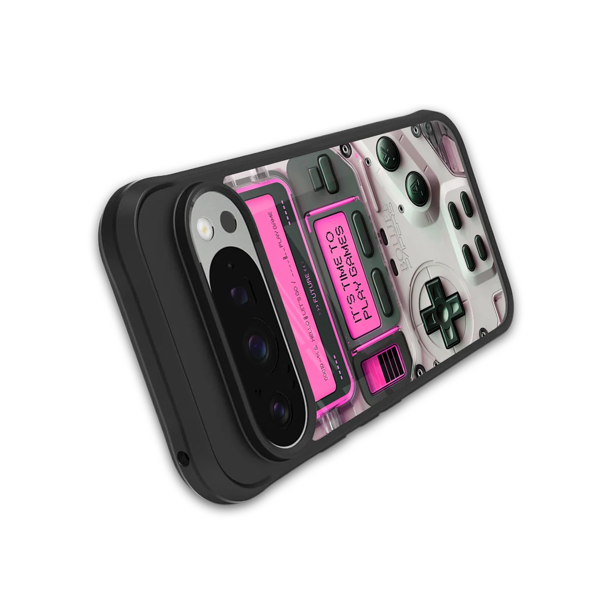 Gameboy Pink stylish phone case for google pixel 9 pro xl | glossy glass and slim fit