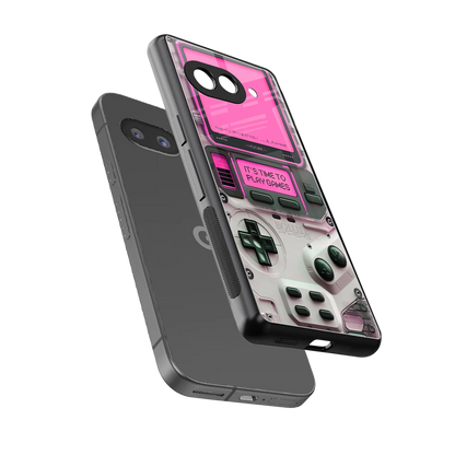 Gameboy Pink sleek google pixel 10a cover with tempered glass back and TPU edges